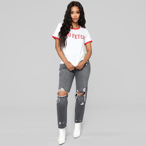 Ripped big hole fashion Jeans Women High Waist skinny pencil Denim Pants Elastic Stretch sexy slim fit gray Jeans women S-2XL - ROUTINE FASHION